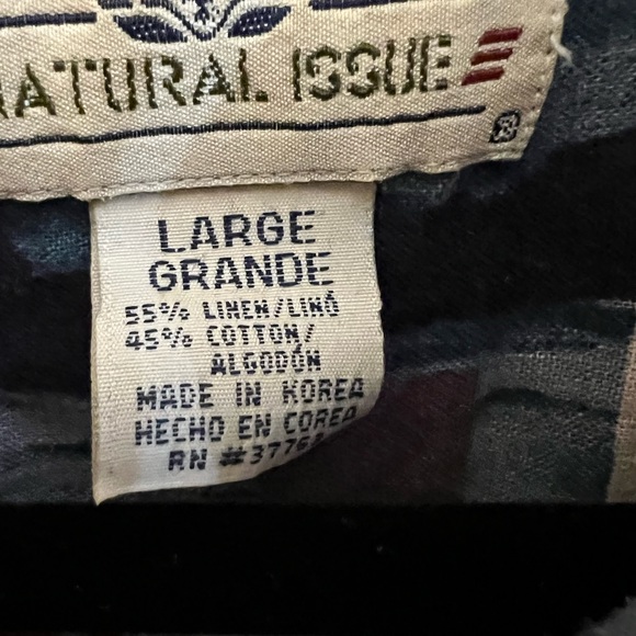 Natural Issue 90s Funky Print Linen Blend Button Down Shirt Size Large - Picture 6 of 6